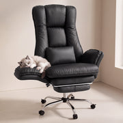 Hawsaiy Cross Legged Office Chair with Flip Armrests，Big and Tall Executive Office Chair, 135° Reclining Criss Cross Chair with Footrest & Lumbar Pillow