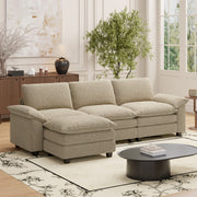 Nalupatio Sectional Sofa with Ottoman, L Shaped Modular Couch Set for Living Room, Comfy Cloud Sleeper Couch, Upholstered Furniture Chenille Sofa Khaki