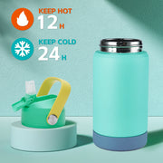 Hawsaiy 12oz Kids Insulated Water Bottle with Straw Lid, Leak-Proof Stainless Steel BPA-Free for School Boys and Girls