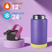 Hawsaiy 12oz Kids Insulated Water Bottle with Straw Lid, Leak-Proof Stainless Steel BPA-Free for School Boys and Girls