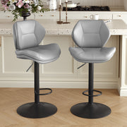 Hawsaiy Swivel Bar Stools Set of 2/4, Adjustable Height Faux Leather Bar Stools with Back, Double-Layer Upholstered Counter Height Bar Chairs for Kitchen Island