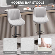 Nalupatio Bar Stools Set of 2 Adjustable Height Swivel Bar Stools with Backs Performance Fabric Seat Barstools for Home Kitchen Island Smoky Grey