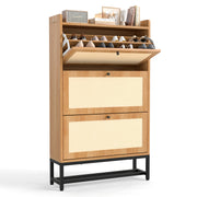 Hawsaiy Slim Entryway Shoe Storage Cabinet with 2/3 Flip Drawers, Narrow Freestanding Shoe Organizer Holds 16–20 Pairs, Space-Saving Wooden Shoe Rack for Hallway, Foyer