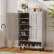 Hawsaiy Entrance Shoe Cabinet with Doors, 6-Tier Farmhouse Shoe Storage Organizer with Adjustable Shelves, Holds 18-24 Pairs, Entryway Shoe Rack Cabinet with Metal Legs