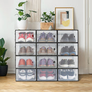Hawsaiy 12 Pieces Transparent Acrylic Patchwork Shoe Box, Easy Installation, Stackable Ventilated Shoe Cabinet, Suitable for Shoe Storage, Sturdy and Durable