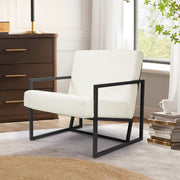 Hawsaiy Accent Chair with Metal Frame, Teddy Fleece Living Room Chairs with Foam Seat Cushions, Comfy Reading Armchair for Bedroom