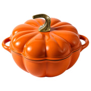 Hawsaiy 4.5 QT Pumpkin Shaped Cast Iron Dutch Oven, 360° Uniform Heating, Enameled Cast Iron Pot with Lid, Suitable for Most Stoves, Festive Cookware