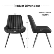 Nalupatio Modern Dining Chairs Set of 2, Comfortable Dining Room Chairs with Thick Cushions, Fabric Upholstered Side Chairs with Metal Legs for Kitchen, Black