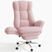 Hawsaiy Cross Legged Office Chair with Flip Armrests，Big and Tall Executive Office Chair, 135° Reclining Criss Cross Chair with Footrest & Lumbar Pillow