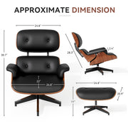 Nalupatio Lounge Chair with Ottoman, Comfy Recliner with Wide Armrest, Mid Century Modern Accent Chair with Heavy Duty Base Support for Living Room Bedroom Office (Top PU Leather)