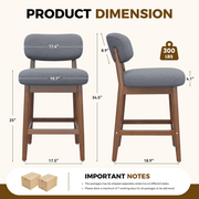Hawsaiy Counter Height Bar Stools Set of 2/4, Mid Century Modern Boucle Barstools with Solid Wood Frame, Upholstered Kitchen Island Stools with Backrest & Footrest