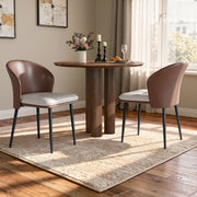 Hawsaiy Faux Leather Dining Chairs Set of 2/4/6, Modern Curved Back Upholstered Kitchen Side Chairs with Metal Legs