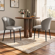 Hawsaiy Faux Leather Dining Chairs Set of 2/4/6, Modern Curved Back Upholstered Kitchen Side Chairs with Metal Legs