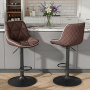 Hawsaiy Bar Stools Set of 2/4, Adjustable Swivel Counter Height Bar Stools with Back, Upholstered Modern Barstools with Diamond Stitching