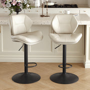 Hawsaiy Swivel Bar Stools Set of 2/4, Adjustable Height Faux Leather Bar Stools with Back, Double-Layer Upholstered Counter Height Bar Chairs for Kitchen Island