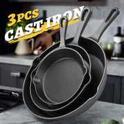 Hawsaiy 3 pcs Cast Iron Skillet Set, Pre-Seasoned Frying Pans with Single Handle, 6