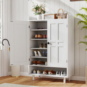 Hawsaiy Entrance Shoe Cabinet with Doors, 6-Tier Farmhouse Shoe Storage Organizer with Adjustable Shelves, Holds 18-24 Pairs, Entryway Shoe Rack Cabinet with Metal Legs