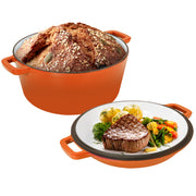 Kerilyn 2-in-1 Heavy-Duty Cast Iron Dutch Oven Pot - Kitchen & Dining Essential for Bread Baking, Cooking, Stewing - Nonstick, Oven Safe Up to 500°F, Dual Handles, Works on All Stovetops, Easy Cleaning, Durable Construction enamel cast iron Enamel