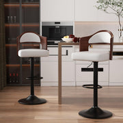 Nalupatio PU Leather Upholstered Barstools with Wooden Backrest Set of 2/4