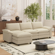 Nalupatio Sectional Sofa with Ottoman, L Shaped Modular Couch Set for Living Room, Comfy Cloud Sleeper Couch, Upholstered Furniture Corduroy Sofa Khaki