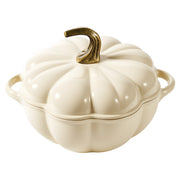 Hawsaiy 4.5 QT Pumpkin Shaped Cast Iron Dutch Oven, 360° Uniform Heating, Enameled Cast Iron Pot with Lid, Suitable for Most Stoves, Festive Cookware