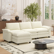 Nalupatio Sectional Sofa with Ottoman, L Shaped Modular Couch Set for Living Room, Comfy Cloud Sleeper Couch, Upholstered Furniture Chenille Sofa Khaki