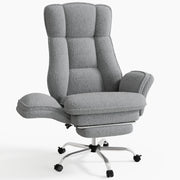 Hawsaiy Cross Legged Office Chair with Flip Armrests，Big and Tall Executive Office Chair, 135° Reclining Criss Cross Chair with Footrest & Lumbar Pillow