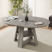 Hawsaiy Extendable Round to Oval Dining Table Set for 4–6, Space-Saving Wooden Table with Hidden Storage, Expandable Dining Table with Upholstered Chairs