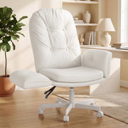 Hawsaiy Criss Cross Office Chair with Flip-Up Arms, Ergonomic Cross Legged Desk Chair, PU Leather Executive Computer Chair, 135° Reclining Plush Cushion, Pet-Friendly