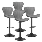 Nalupatio Modern Bar Stools Set of 2 Faux Leather Upholstered Swivel Barstools,Black
