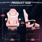 Hawsaiy Gaming Chair with LED Lights and Lumbar Support, Faux Leather High Back PC Gaming Chair