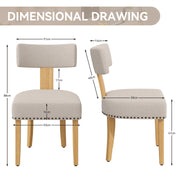 Hawsaiy Upholstered Dining Chairs Set of 2, Mid Century Modern Dining Room Chairs Kitchen Chairs Linen Fabric and Curved Backrest