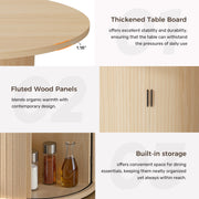 Hawsaiy Round Dining Table for 2 with Sliding Door Storage Base, Space-Saving Waterproof Scratch-Resistant Wood Top, Modern Farmhouse Kitchen Table