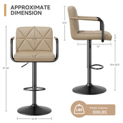 Hawsaiy PU Leather Adjustable Height Bar Stools Set of 2/4 with Footrest and Rubber Ring Base