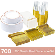 Hawsaiy 350 Pieces Silver Disposable Plastic Plates for 50 Guests