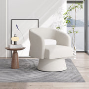 Nalupatio Swivel Barrel Accent Chair, Linen Fabric Upholstered Armchair with Wood Frame & Spring Support,Modern Comfy Lounge Sofa Chair with Round Back for Reading Living Room Bedroom,Beige