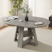 Hawsaiy Extendable Round to Oval Dining Table Set for 4–6, Space-Saving Wooden Table with Hidden Storage, Expandable Dining Table with Upholstered Chairs