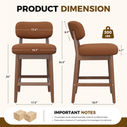 Hawsaiy Counter Height Bar Stools Set of 2/4, Mid Century Modern Boucle Barstools with Solid Wood Frame, Upholstered Kitchen Island Stools with Backrest & Footrest