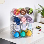 Hawsaiy 4 Pack Stackable Bottle Holder Storage Rack, Plastic Water Bottle Organizer, Clear