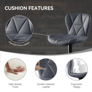 Nalupatio Modern Bar Stools Set of 2, Adjustable Faux Leather Upholstered Swivel Bar Stools, Counter Height Bar Chairs with Back for Kitchen Island, Black