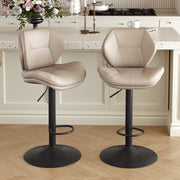 Hawsaiy Swivel Bar Stools Set of 2/4, Adjustable Height Faux Leather Bar Stools with Back, Double-Layer Upholstered Counter Height Bar Chairs for Kitchen Island