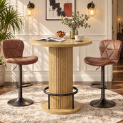 Hawsaiy Bar Table and Chairs Set for 2, 3-Piece Pub Table Set with 2 Adjustable Swivel Bar Stools, Counter Height Dining Table Set for Kitchen, Apartment, Home Bar, Small Space
