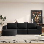 Luxanimarion Modular Sectional Sofa with L-Shape Chaise,Cloud Sectional Modern Sleeper Couch with Deep Seat,Sponge Compression Sofas No Assembly Required (Beige-Corduroy Fabric)