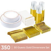 Hawsaiy 350 Pieces Silver Disposable Plastic Plates for 50 Guests
