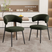 Hawsaiy Dining Chairs Set of 2/4/6, Mid Century Modern Boucle Upholstered Dining Chairs with Curved Backrest, Kitchen Dining Room Chairs with Black Metal Legs