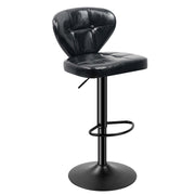 Nalupatio Bar Stools,PU Leather Adjustable Swivel Barstools Kitchen Counter Height Bar Stools, Hydraulic for Kitchen Counter Height, Square Island Backed Bar Stools,Black,Set of 2