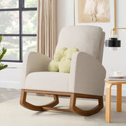 Nalupatio Rocking Chair Nursery, Reading Chair, Glider Accent Chair, Rocking Accent Chair with Wood Legs for Living Room, Bedroom Brown Coffee