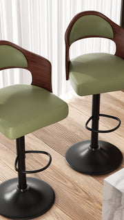Nalupatio PU Leather Upholstered Barstools with Wooden Backrest Set of 2/4