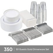 Hawsaiy 350 Pieces Silver Disposable Plastic Plates for 50 Guests