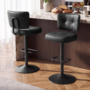 Hawsaiy Vintage Bar Stools Set of 2, Adjustable Swivel Counter Height Barstools, Tufted Faux Leather Kitchen Island Chairs with Footrest